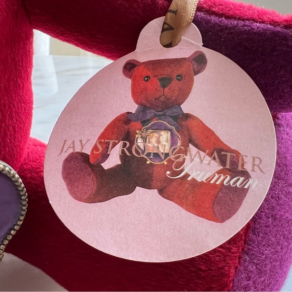 💘 Teddy Bear JAY STRONGWATER “TRUMAN” Red Jewel Plush Cashmere with mini Frame - Picture 7 of 10